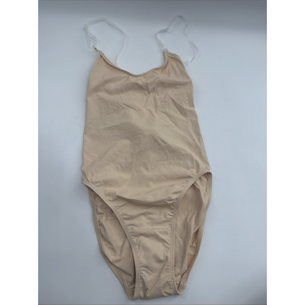 Capezio Womens Camisole Leotard With Clear Transition Straps Nude- Small *READ..